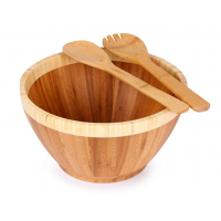 Tableware Salad Round bowl and salad hands set Natural Best Selling Bamboo Fruit Bowl