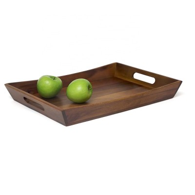 Wholesale  Large Acacia Wood Decorative Tray with Handles for Parties and Breakfast in Bed