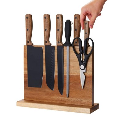 Acacia Wood Magnetic Knife Block Eco-friendly Kitchen Storage Holder Multifunctional Displaying Stand