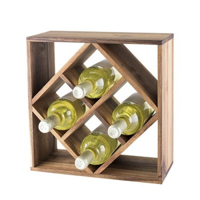 Eco-friendly  Acacia Wood Lattice Wine Rack Freestanding Storage Shelf