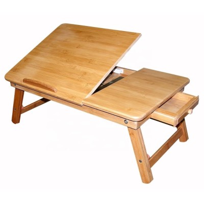 Bamboo Bed Tray with Folding Legs, Folding Bed Tray Table, and Breakfast Tray Bamboo Bed Table with Drawer