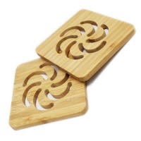 Eco-friendly Bamboo Coaster Healthy Carving Craft Bamboo Mat Handmade Insulated Pads Bamboo Trivet&Coaster Hot Pot Pad