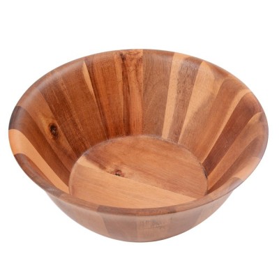 Acacia Wave Serving Bowl for Fruits or Salads, Large, 12" Diameter x 7" Height, Single Bowl