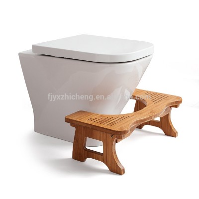 Wood Step Toilet Stool - Bamboo Toilet Chair - Squatting Bathroom Stool -Luxury Anti-slip Footrest for Adults, Kids & Toddlers