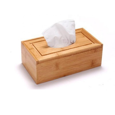 Eco-friendly  Bamboo Tissue Box Cover/Holder for Bathroom Vanity Countertops