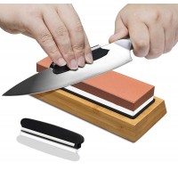 Wholesale durable Aluminum Oxide knife sharpener Silicon Carbide sharping stone bamboo base whetstone bamboo for knife