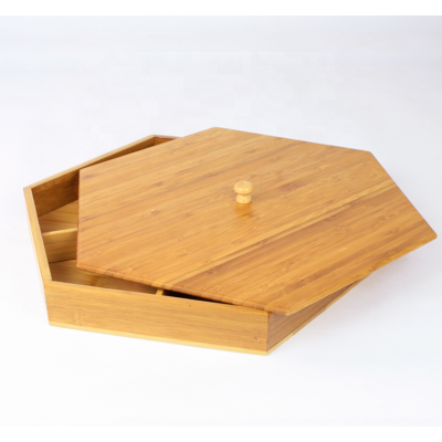 Bamboo snack Serving Tray, food platter candy box snacks storage box