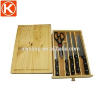 Pine wood Chopping board with knives inside drawer