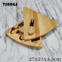 Professional high quality wooden cheese cutting board with 3 cheese knives